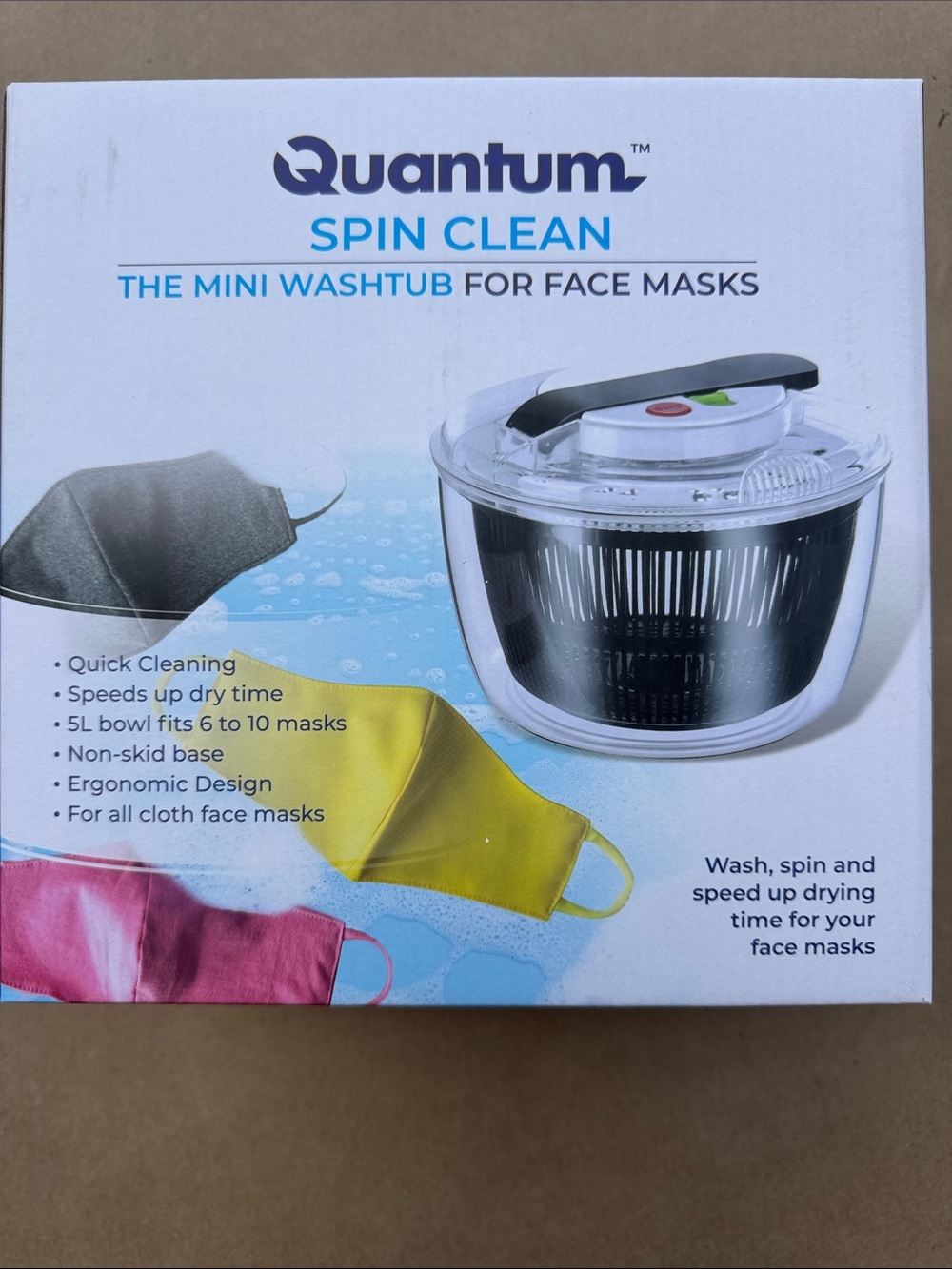 Spin Clean Mini Washtub in Clear/Black - For Cloth Face Masks